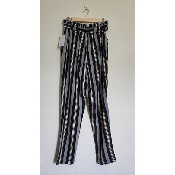 Zumies Love Fire NWT belted striped paperbag pants size small - Picture 2 of 8